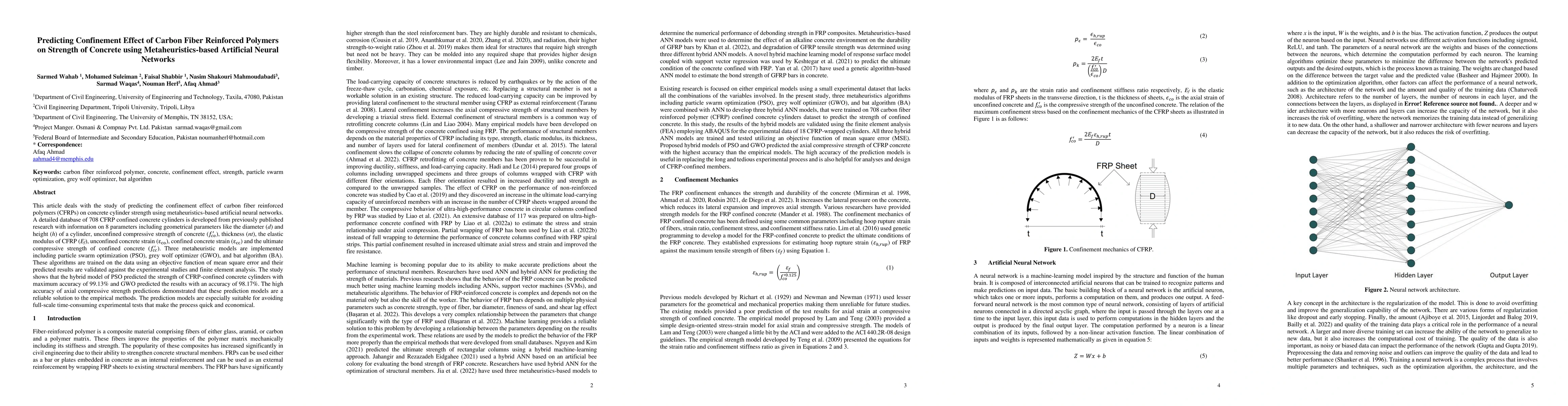 Thumbnail for Predicting Confinement Effect of Carbon Fiber Reinforced Polymers on
  Strength of Concrete using Metaheuristics-based Artificial Neural Networks