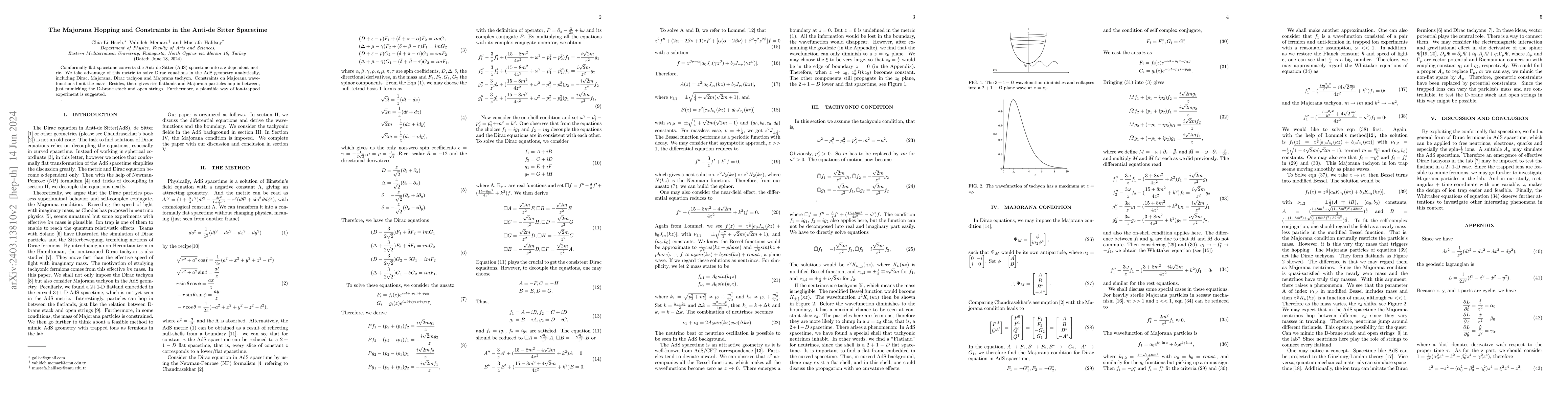 Thumbnail for The Majorana Hopping and Constraints in the Anti-de Sitter Spacetime