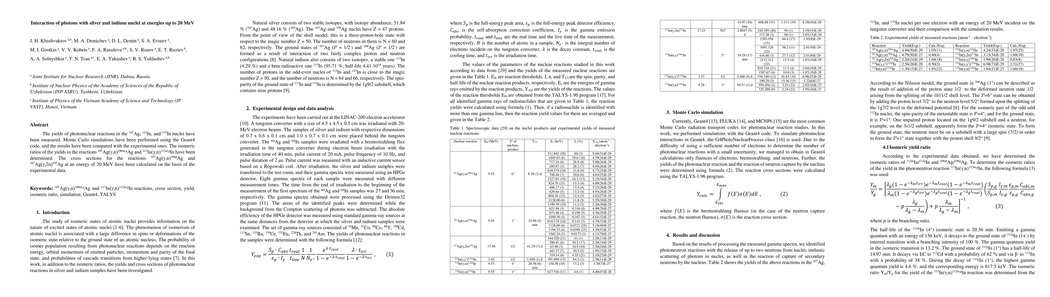 Thumbnail for Interaction of photons with silver and indium nuclei at energies up to
  20 MeV