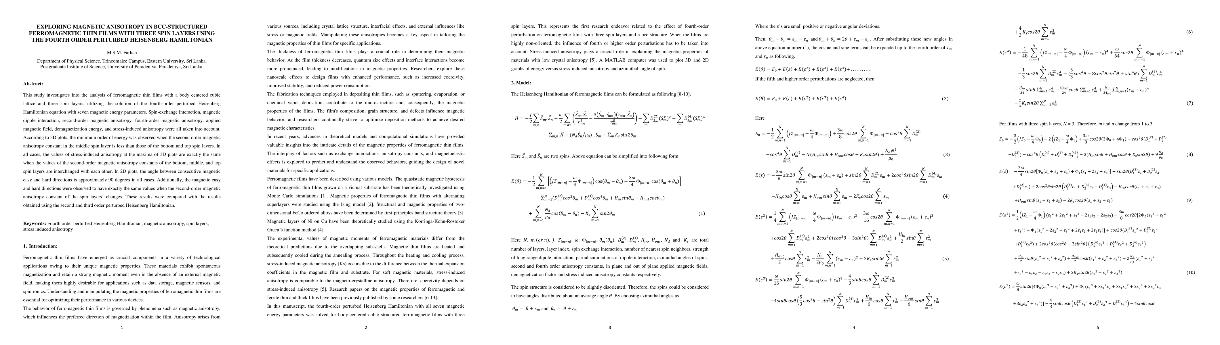Thumbnail for Exploring magnetic anisotropy in bcc-structured ferromagnetic thin films
  with three spin layers using the fourth order perturbed Heisenberg
  Hamiltonian