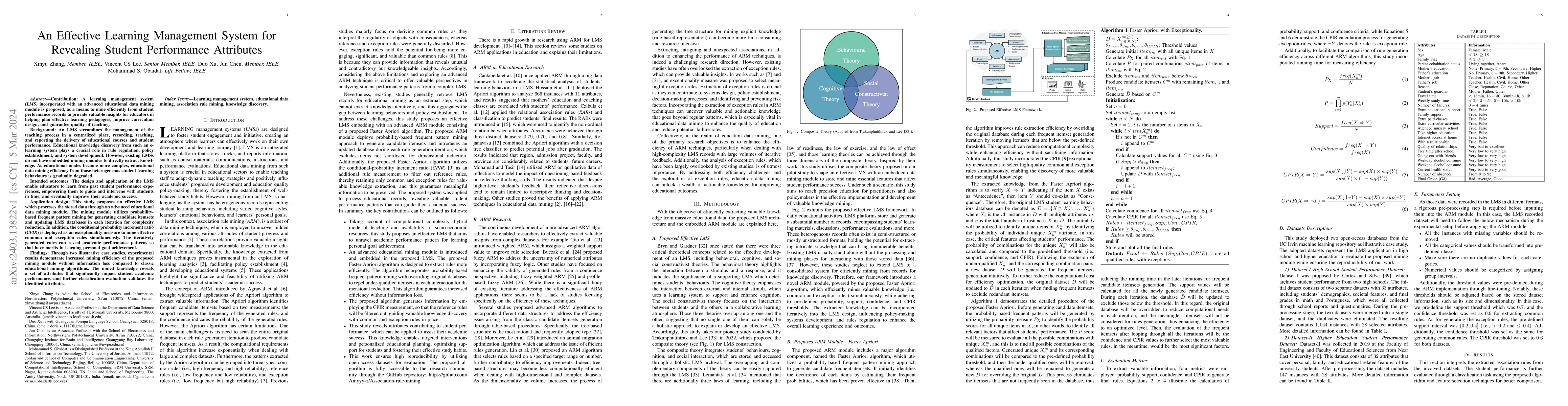 Thumbnail for An Effective Learning Management System for Revealing Student
  Performance Attributes
