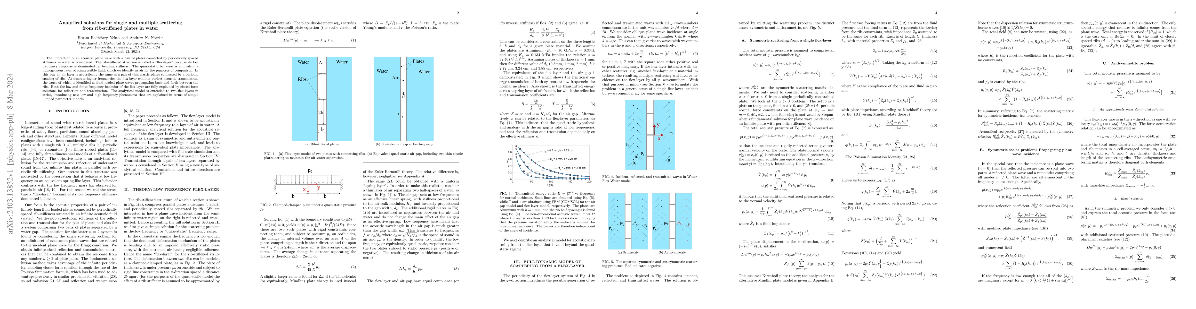 Thumbnail for Analytical solutions for single and multiple scattering from
  rib-stiffened plates in water