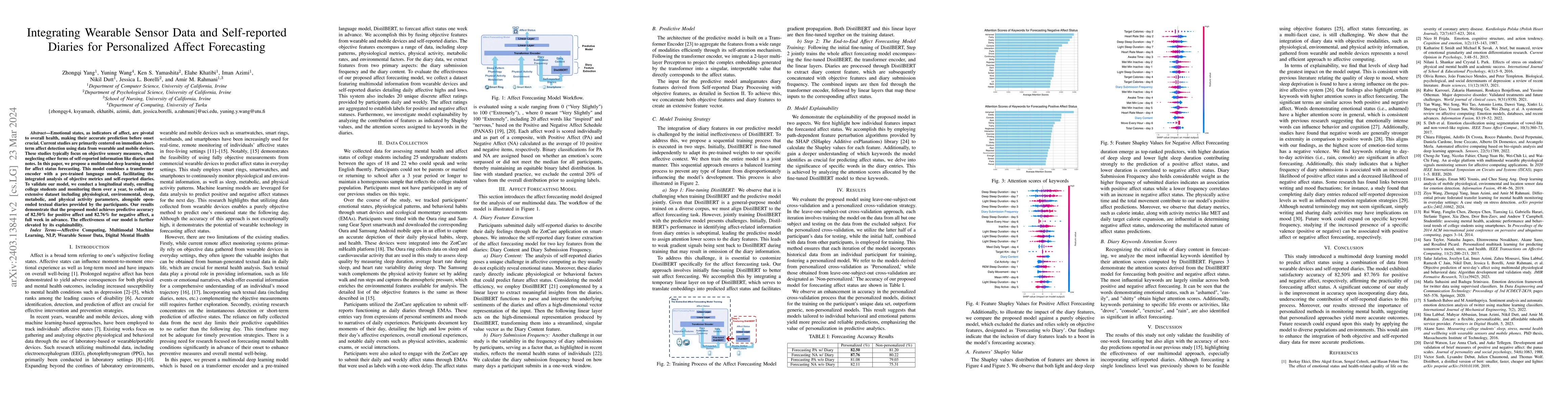 Thumbnail for Integrating Wearable Sensor Data and Self-reported Diaries for
  Personalized Affect Forecasting