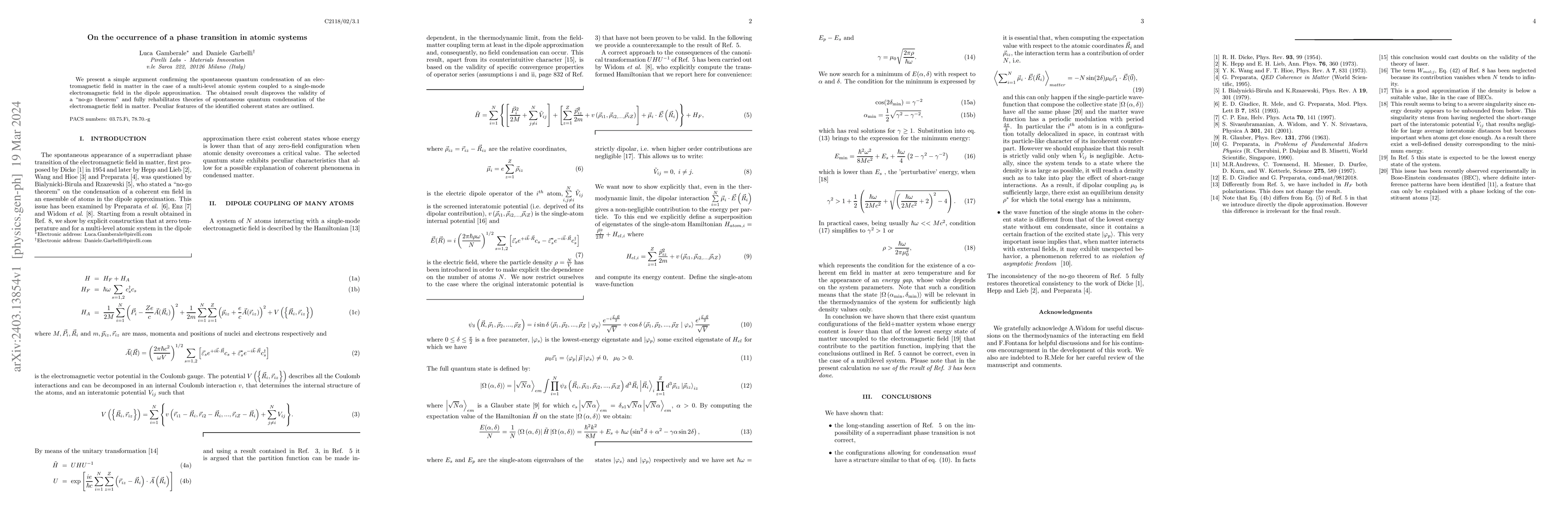 Thumbnail for On the Occurrence of a Phase Transition in Atomic Systems