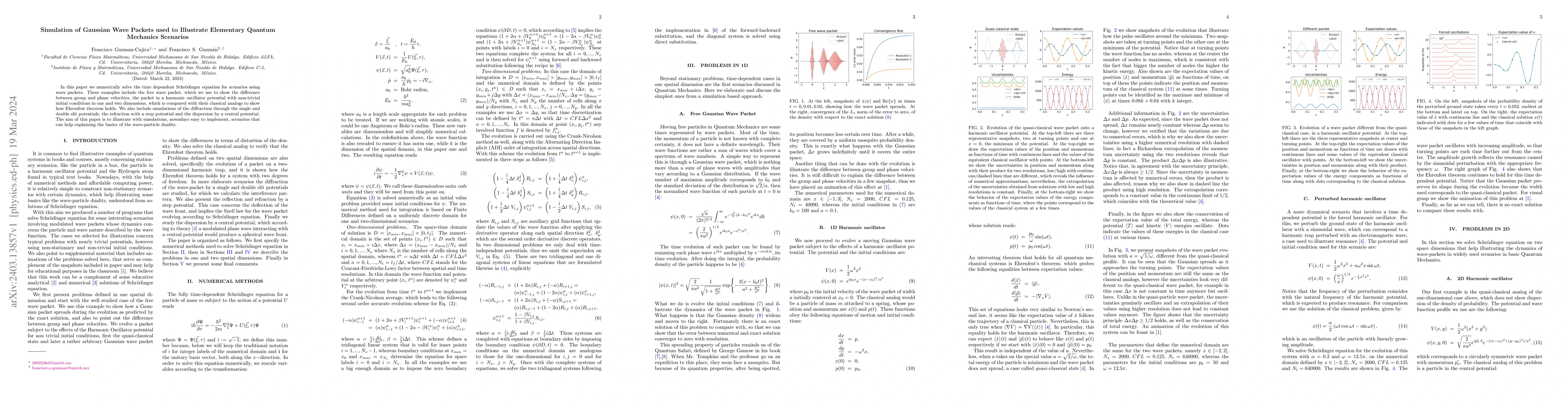 Thumbnail for Simulation of Gaussian Wave Packets used to Illustrate Elementary
  Quantum Mechanics Scenarios