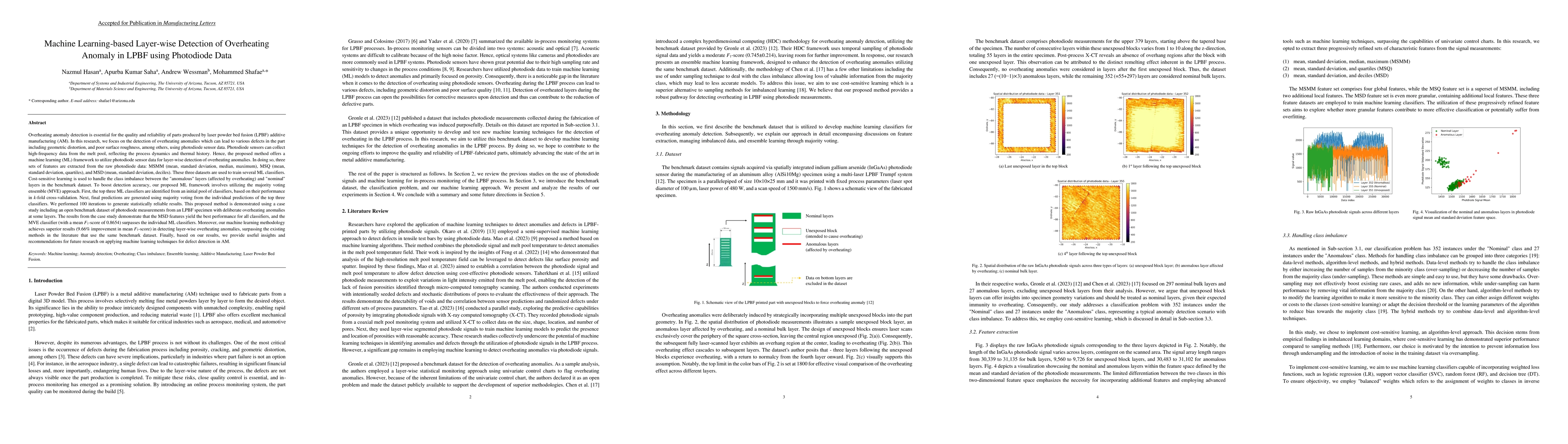 Thumbnail for Machine Learning-based Layer-wise Detection of Overheating Anomaly in
  LPBF using Photodiode Data