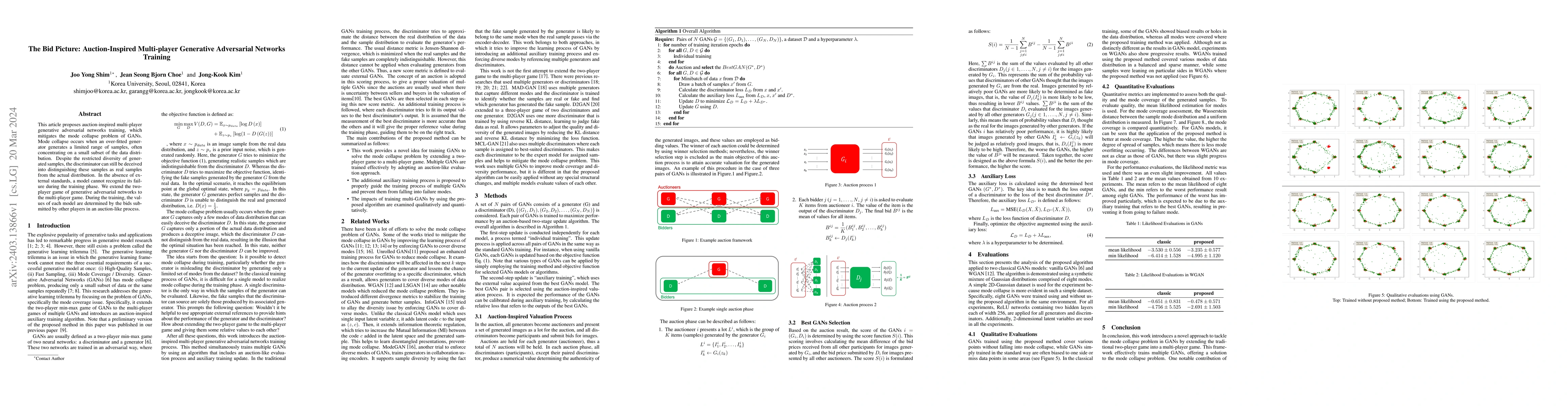 Thumbnail for The Bid Picture: Auction-Inspired Multi-player Generative Adversarial
  Networks Training