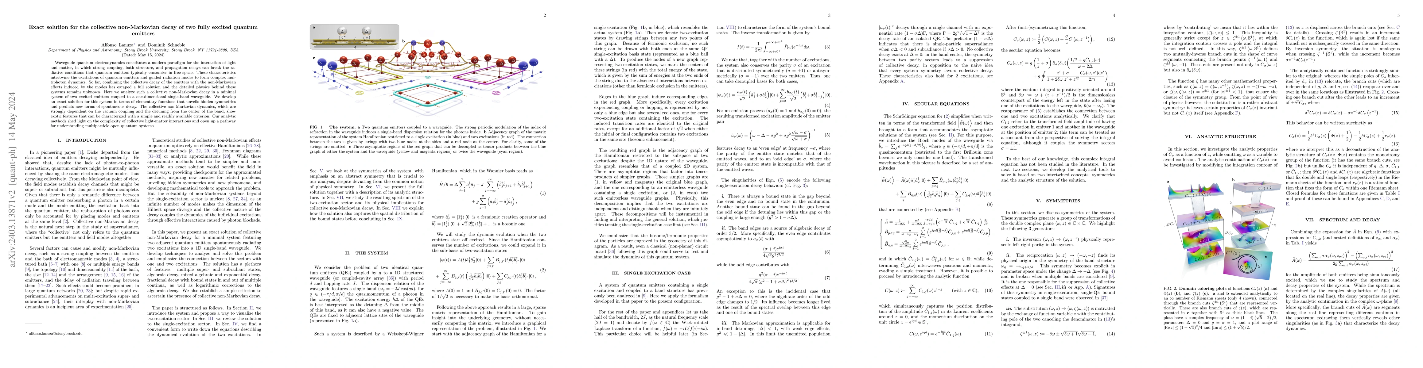 Thumbnail for Exact solution for the collective non-Markovian decay of two fully
  excited quantum emitters