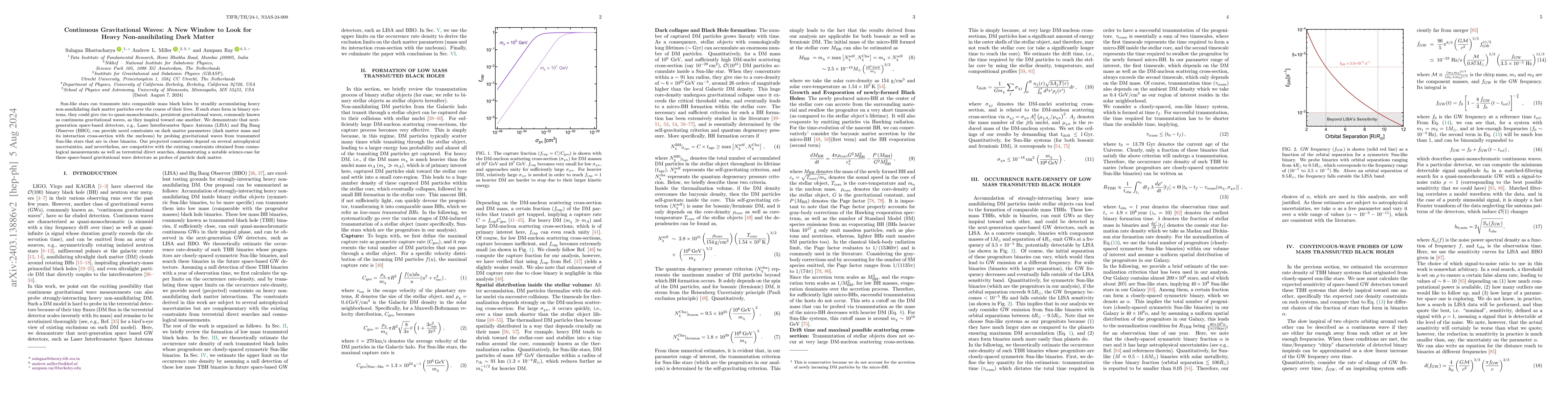 Thumbnail for Continuous Gravitational Waves: A New Window to Look for Heavy
  Non-annihilating Dark Matter