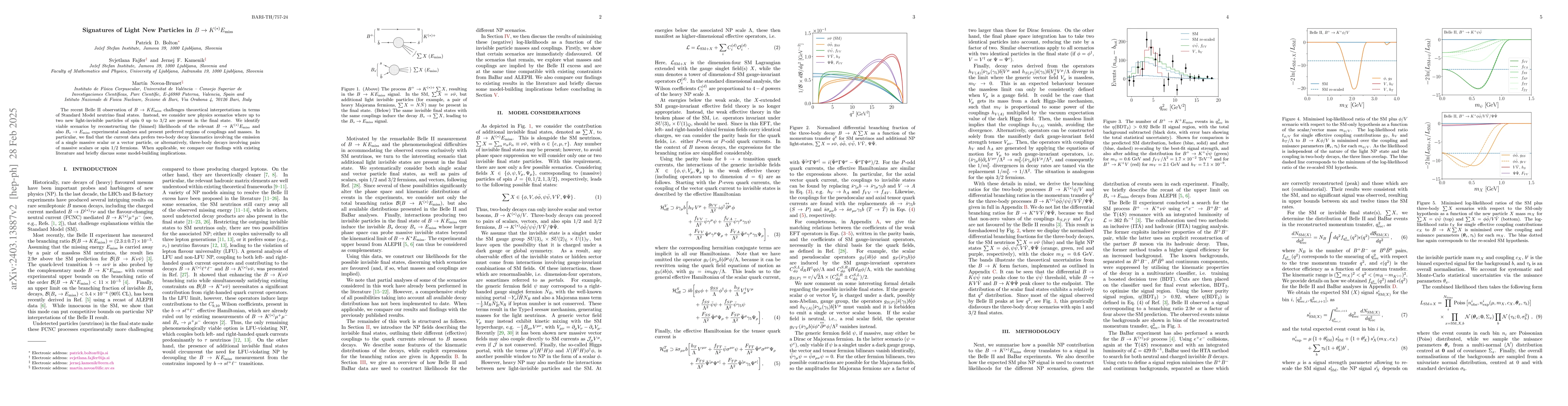 Thumbnail for Signatures of Light New Particles in $B\to K^{(*)} E_{\rm miss}$