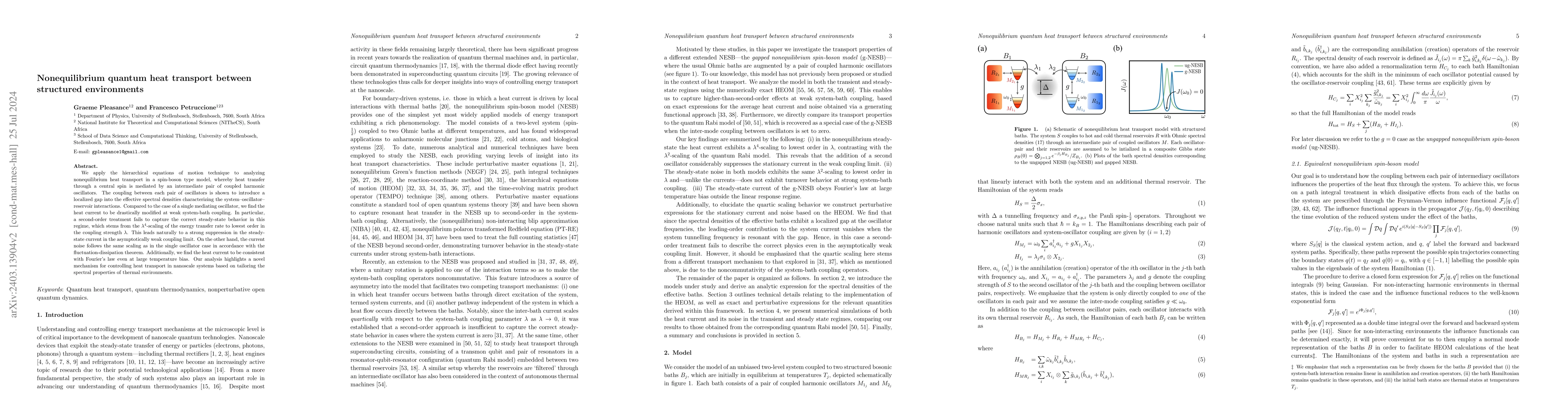 Thumbnail for Nonequilibrium quantum heat transport between structured environments