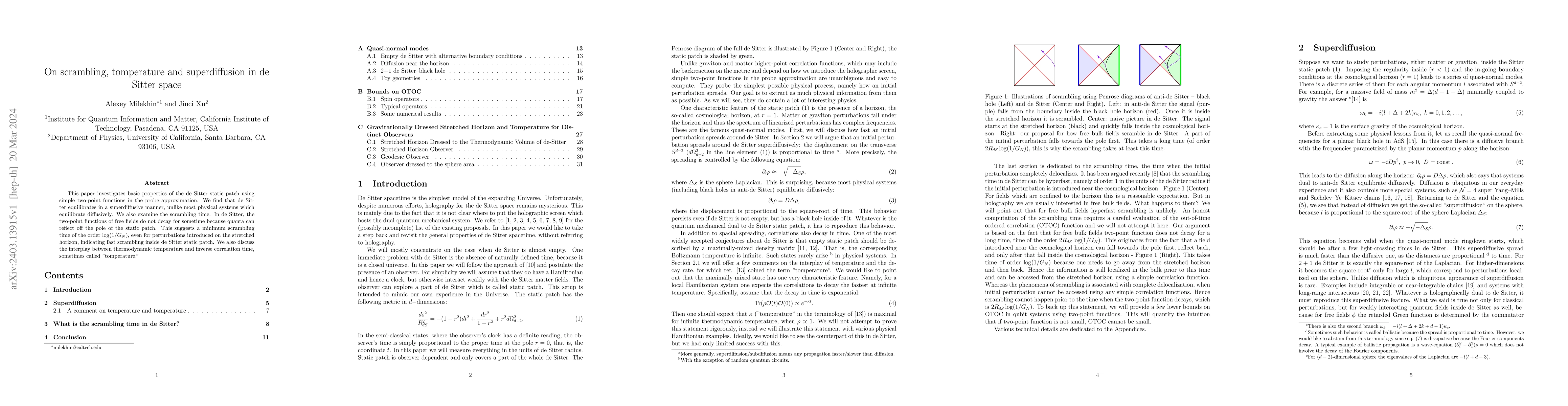 Thumbnail for On scrambling, tomperature and superdiffusion in de Sitter space