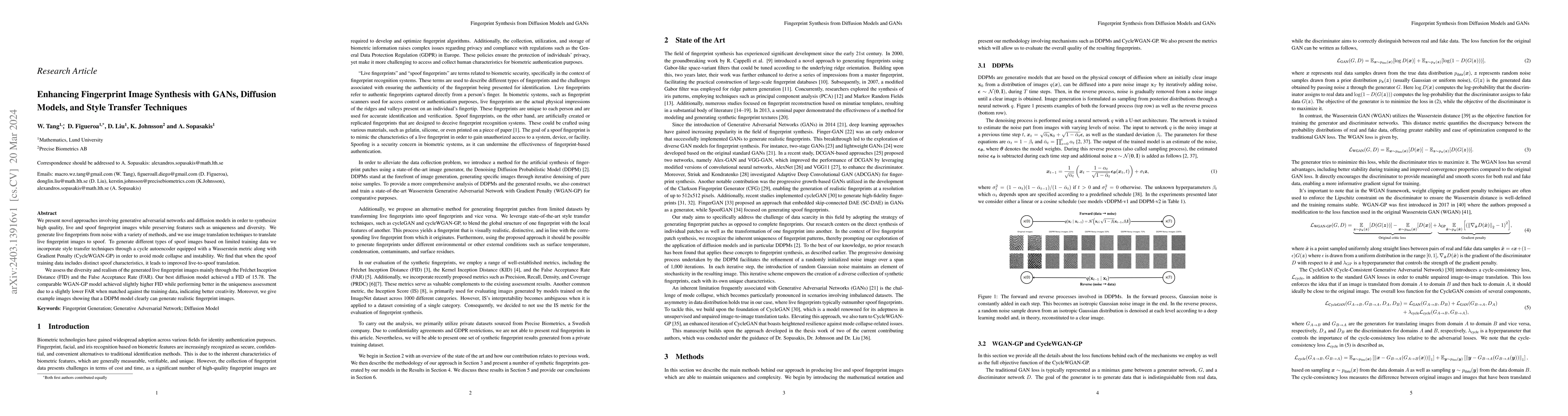 Thumbnail for Enhancing Fingerprint Image Synthesis with GANs, Diffusion Models, and
  Style Transfer Techniques