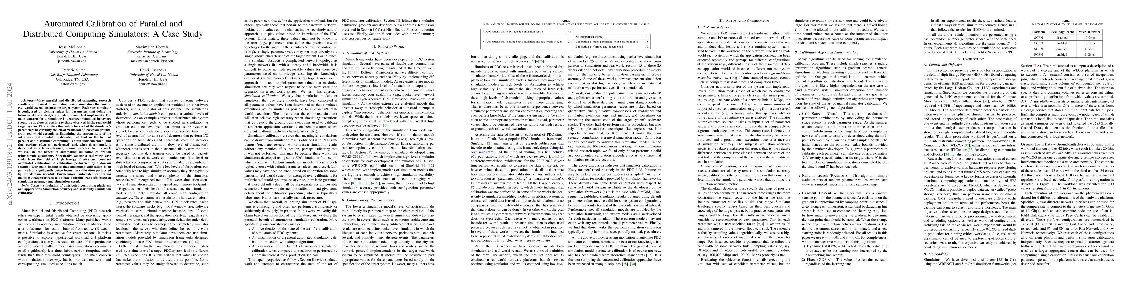 Thumbnail for Automated Calibration of Parallel and Distributed Computing Simulators:
  A Case Study