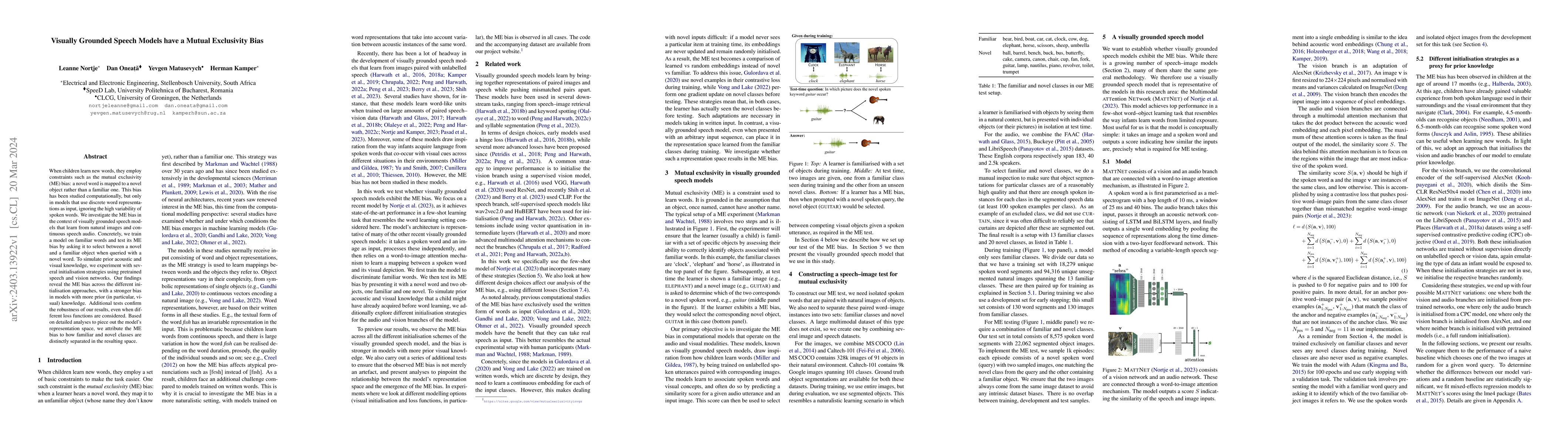 Thumbnail for Visually Grounded Speech Models have a Mutual Exclusivity Bias
