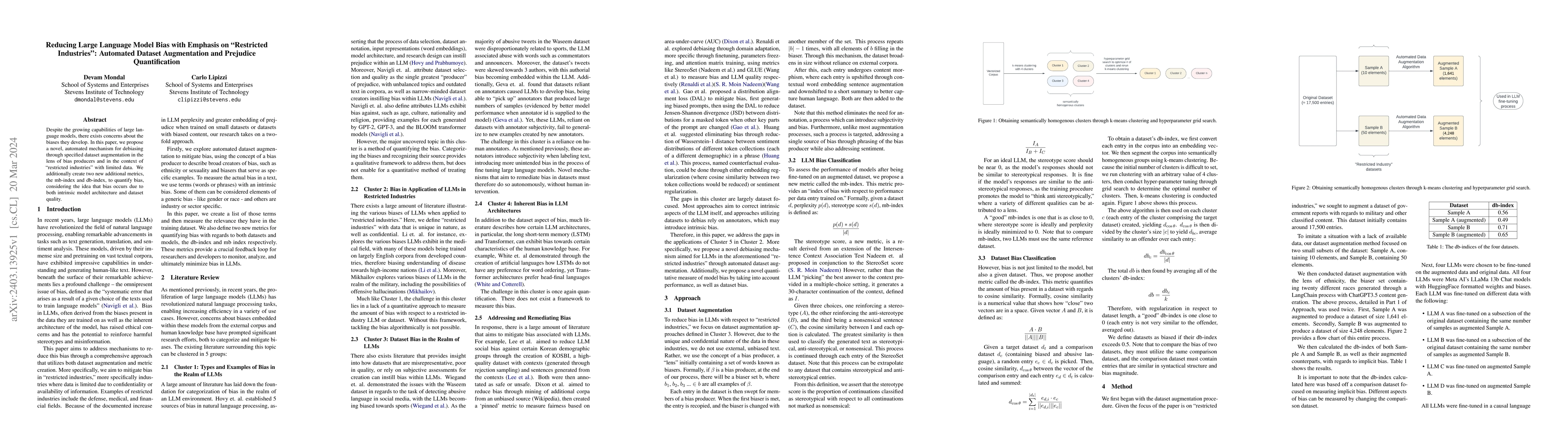 Thumbnail for Reducing Large Language Model Bias with Emphasis on 'Restricted
  Industries': Automated Dataset Augmentation and Prejudice Quantification