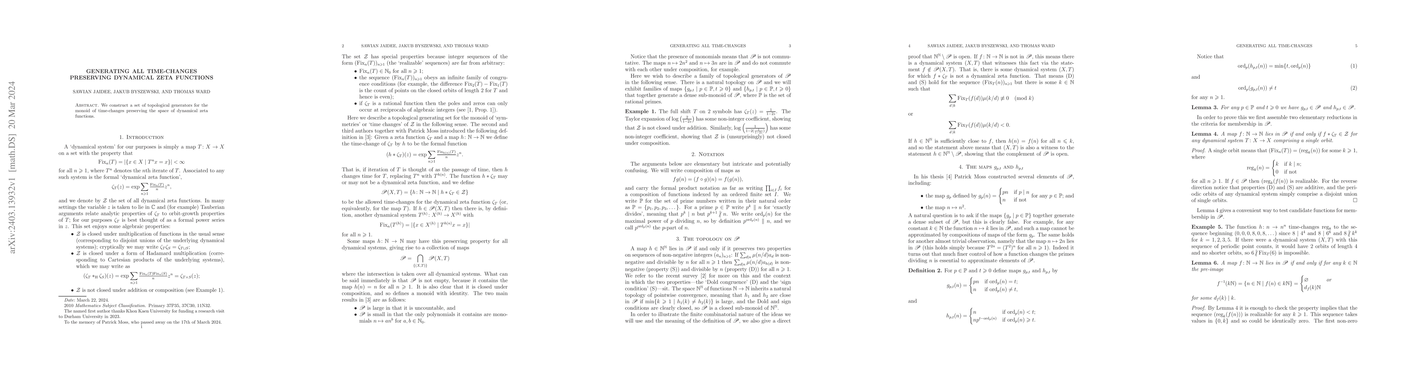 Thumbnail for Generating all time-changes preserving dynamical zeta functions