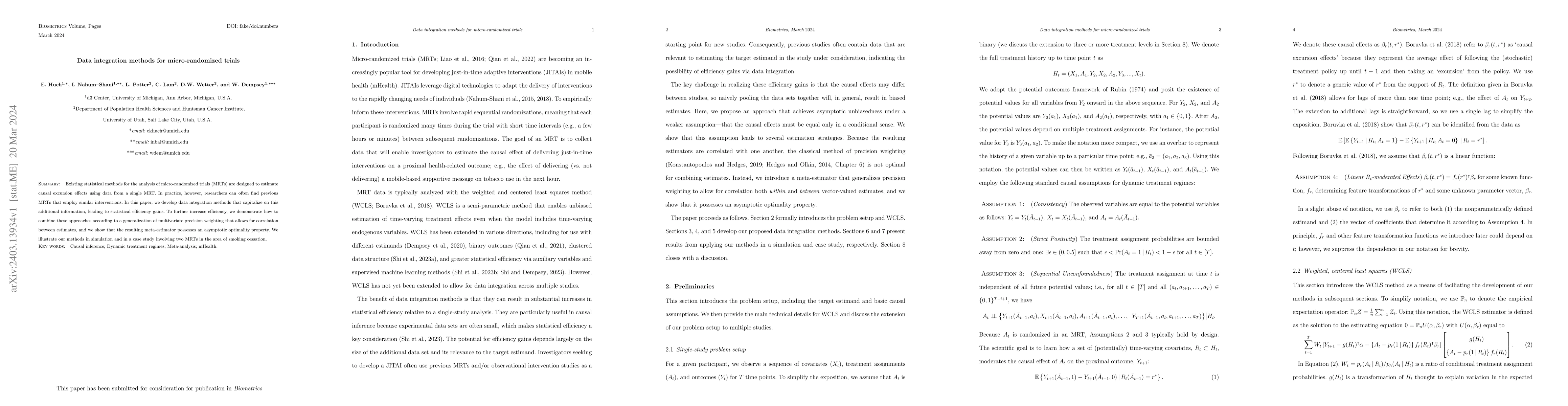 Thumbnail for Data integration methods for micro-randomized trials