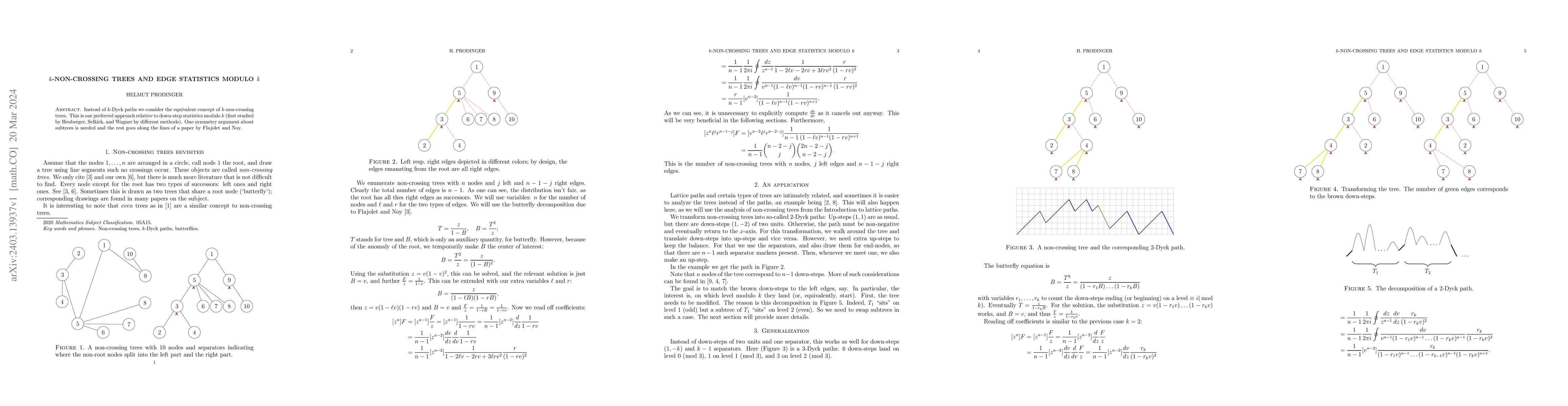 Thumbnail for k-non-crossing trees and edge statistics modulo k