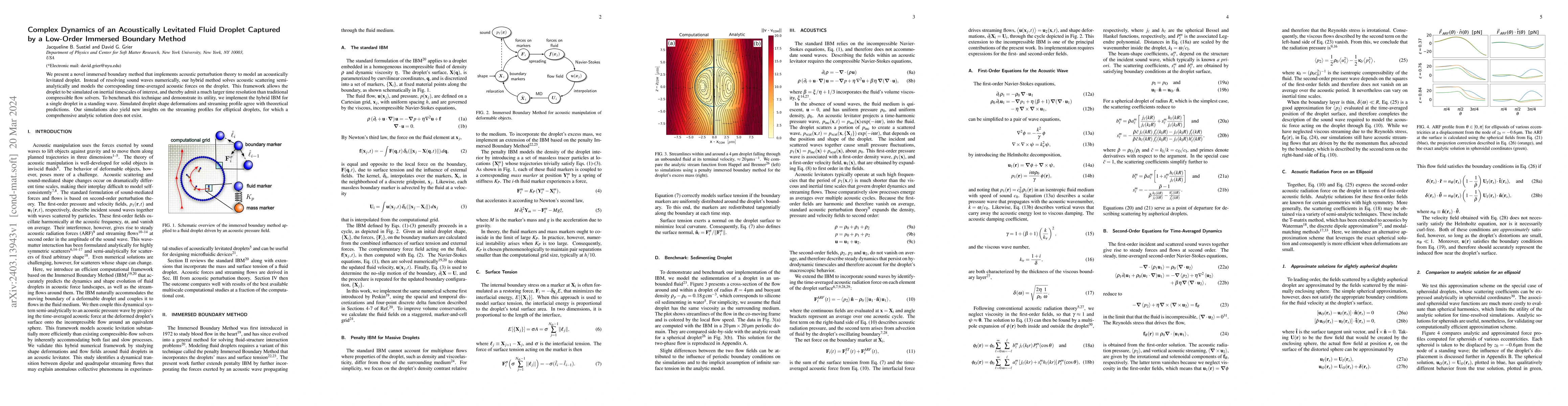 Thumbnail for Complex Dynamics of an Acoustically Levitated Fluid Droplet Captured by
  a Low-Order Immersed Boundary Method