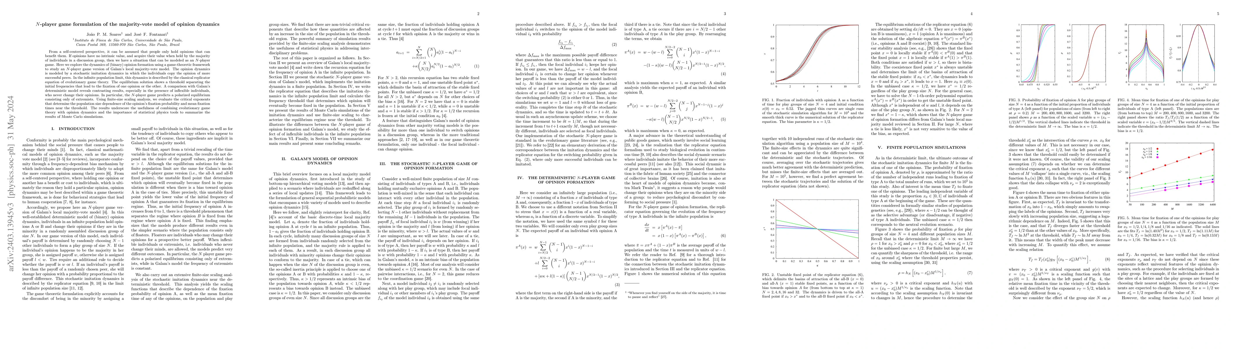 Thumbnail for $N$-player game formulation of the majority-vote model of opinion
  dynamics