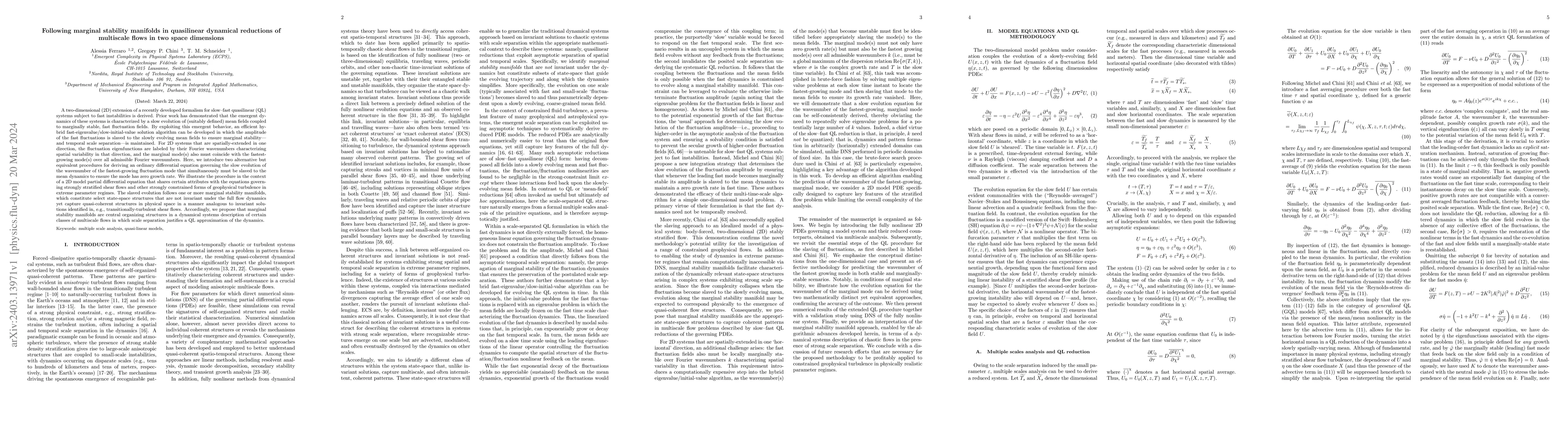Thumbnail for Following marginal stability manifolds in quasilinear dynamical
  reductions of multiscale flows in two space dimensions
