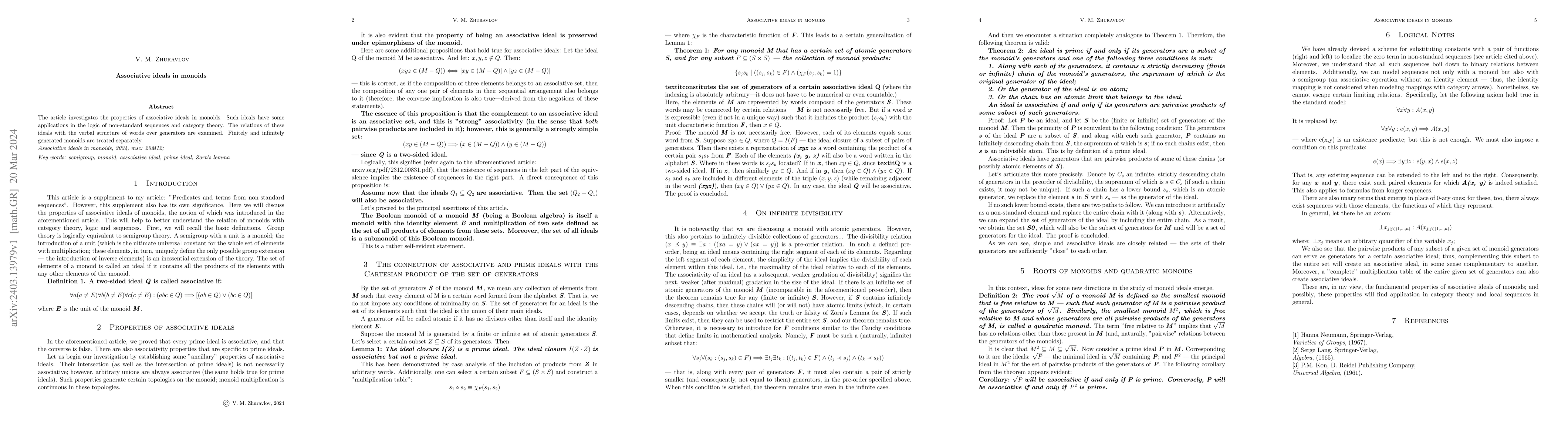 Thumbnail for Associative ideals in monoids