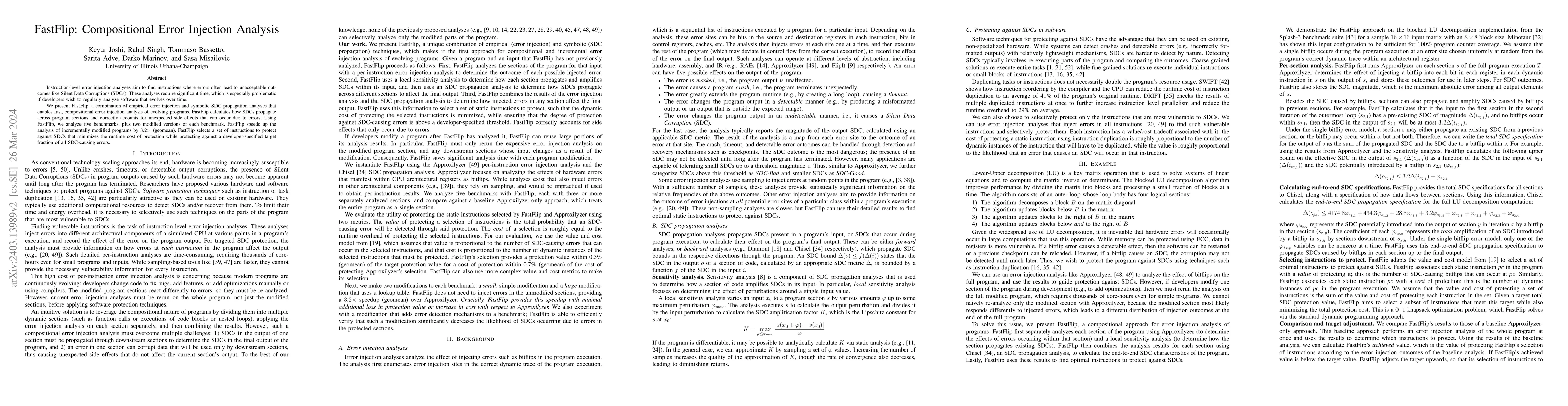 Thumbnail for FastFlip: Compositional Error Injection Analysis
