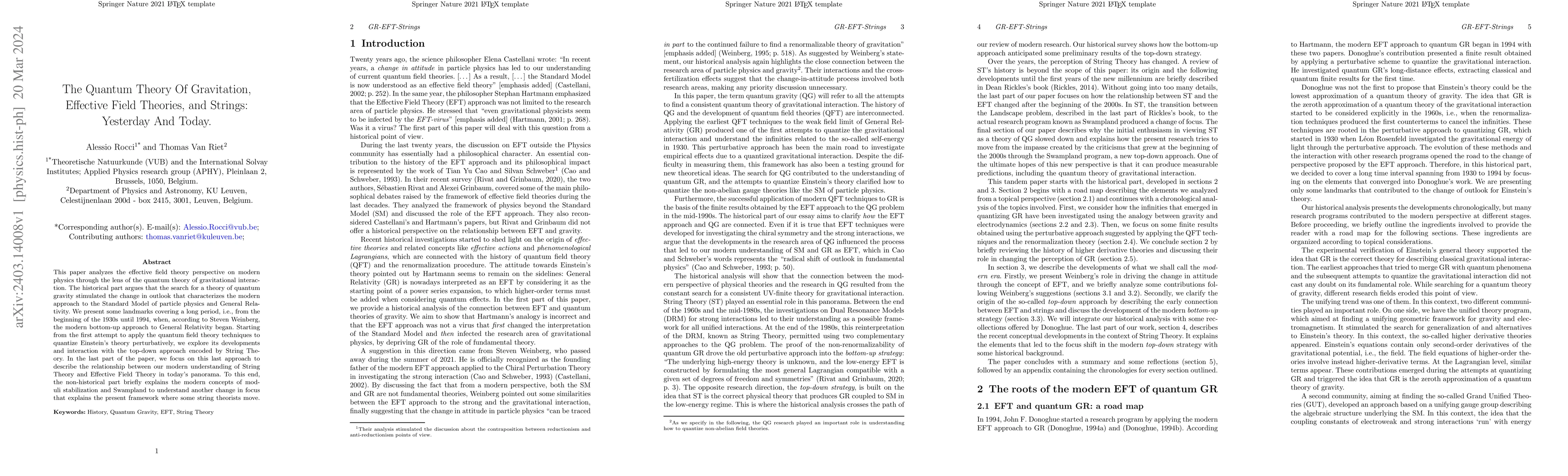 Thumbnail for The Quantum Theory Of Gravitation, Effective Field Theories, and
  Strings: Yesterday And Today