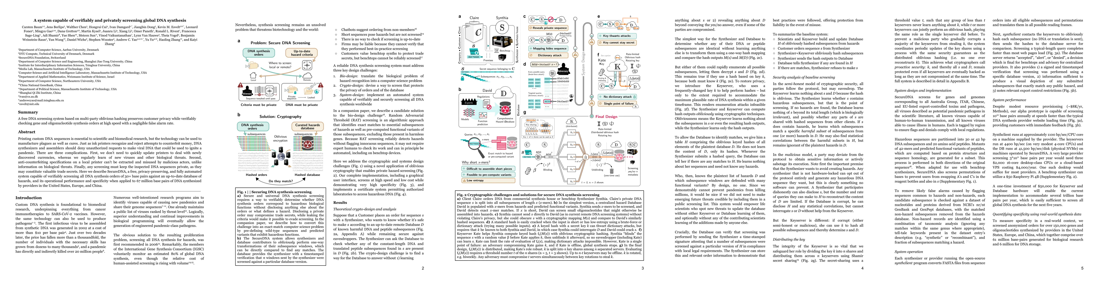 Thumbnail for A system capable of verifiably and privately screening global DNA
  synthesis