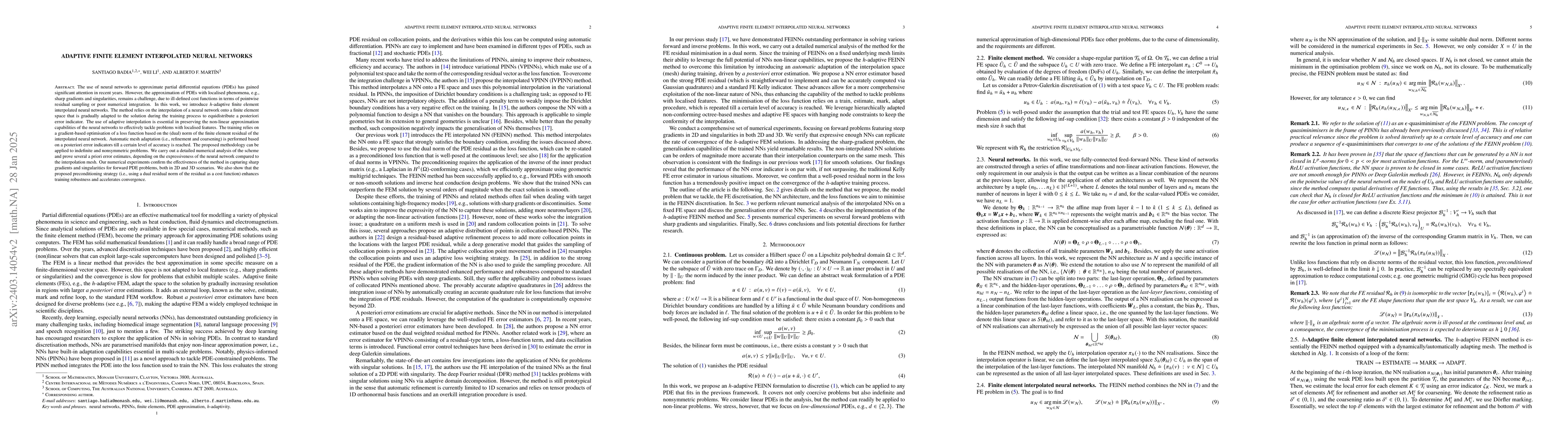 Thumbnail for Adaptive Finite Element Interpolated Neural Networks