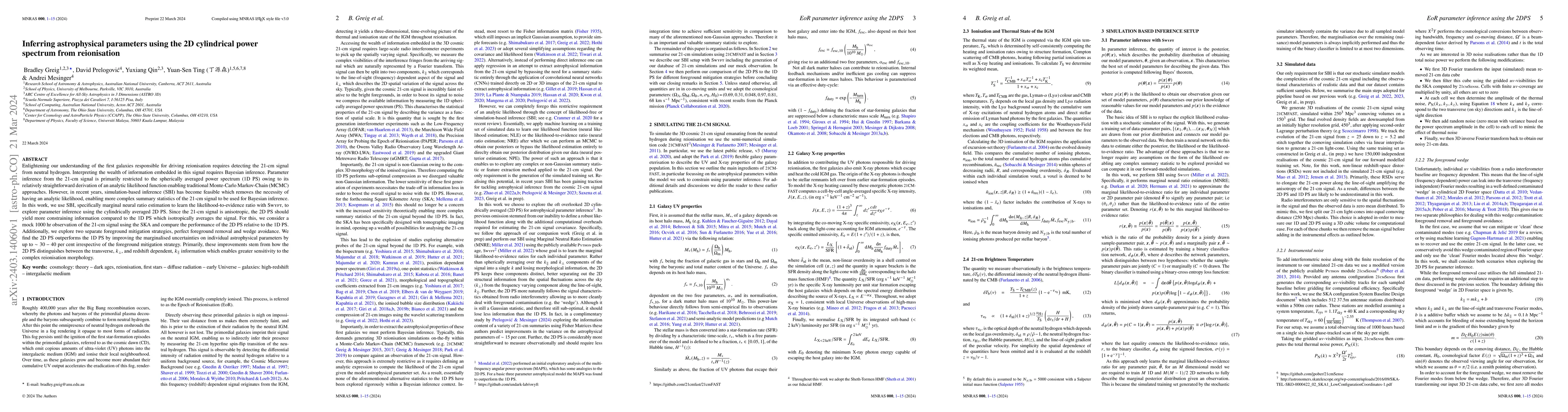 Thumbnail for Inferring astrophysical parameters using the 2D cylindrical power
  spectrum from reionisation
