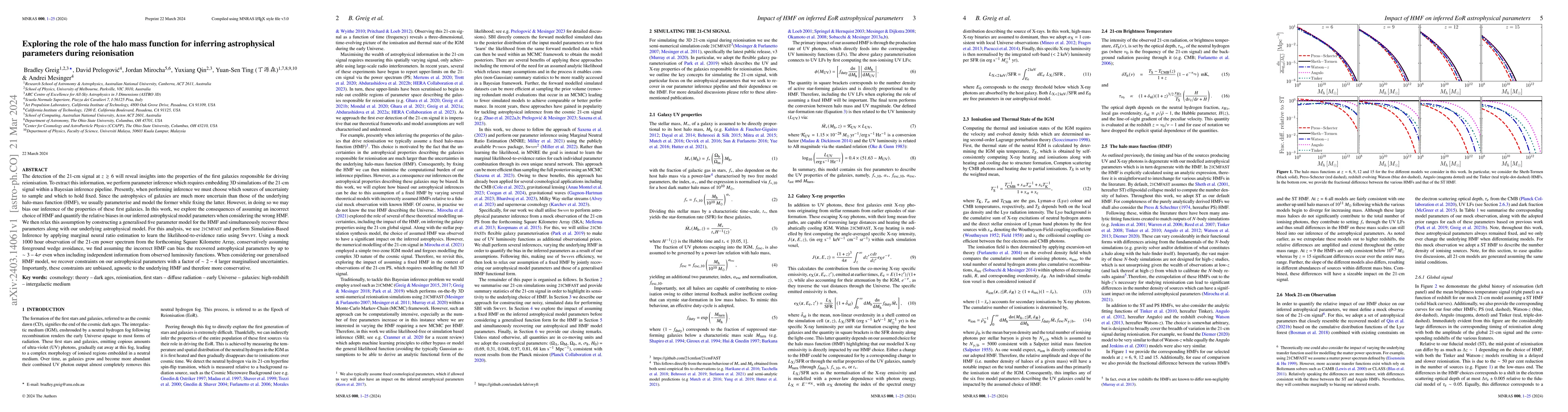 Thumbnail for Exploring the role of the halo mass function for inferring astrophysical
  parameters during reionisation