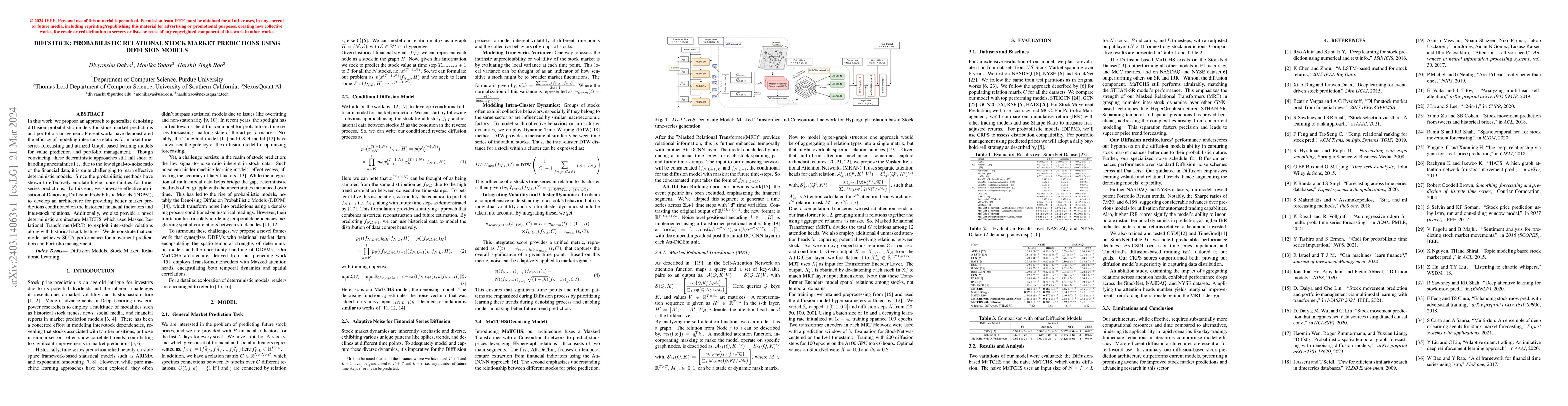 Thumbnail for DiffSTOCK: Probabilistic relational Stock Market Predictions using
  Diffusion Models