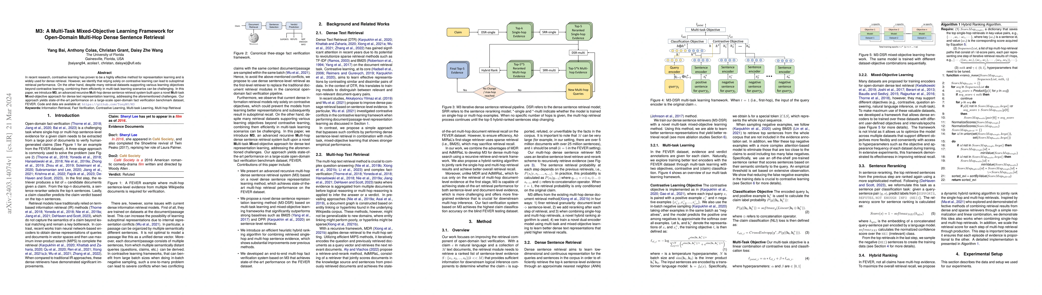 Thumbnail for M3: A Multi-Task Mixed-Objective Learning Framework for Open-Domain
  Multi-Hop Dense Sentence Retrieval