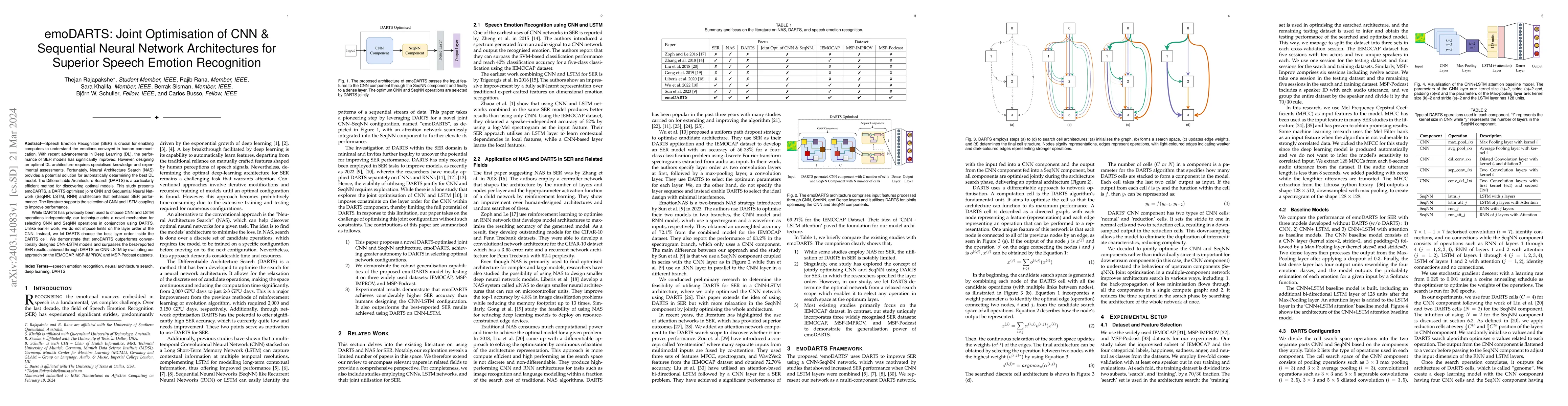 Thumbnail for emoDARTS: Joint Optimisation of CNN & Sequential Neural Network
  Architectures for Superior Speech Emotion Recognition
