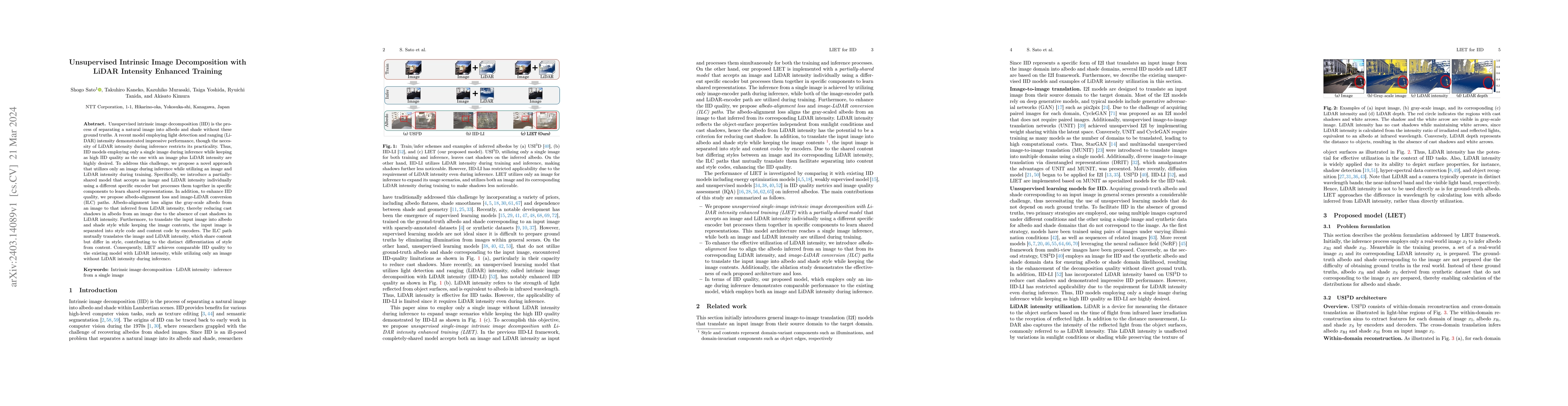 Thumbnail for Unsupervised Intrinsic Image Decomposition with LiDAR Intensity Enhanced
  Training
