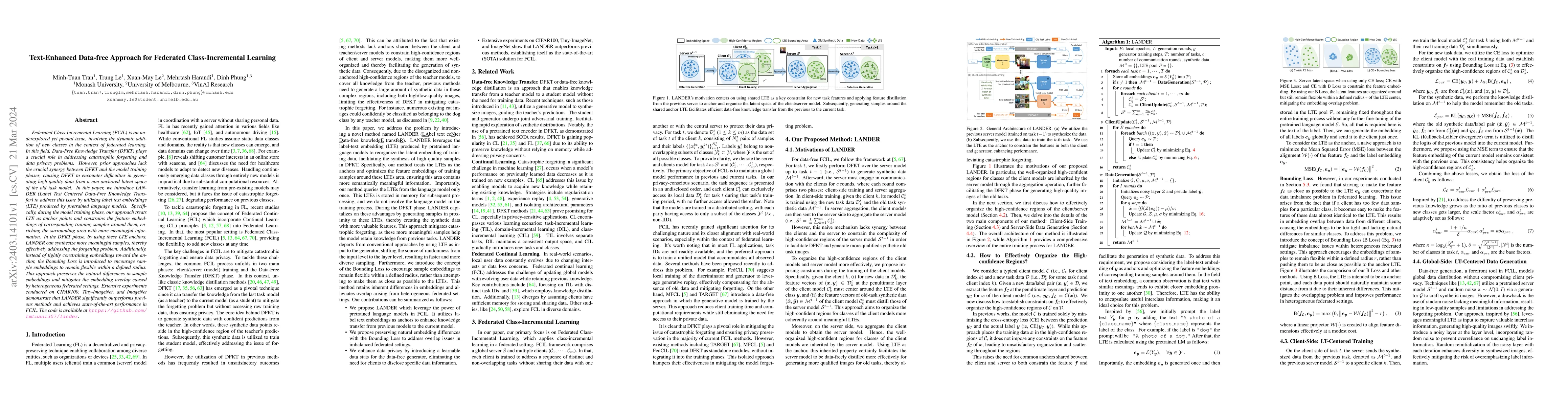 Thumbnail for Text-Enhanced Data-free Approach for Federated Class-Incremental
  Learning