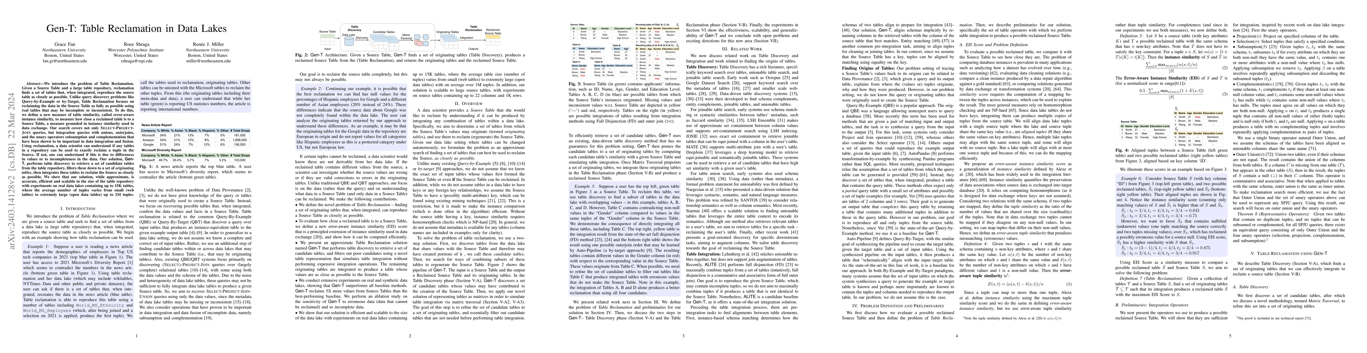 Thumbnail for Gen-T: Table Reclamation in Data Lakes