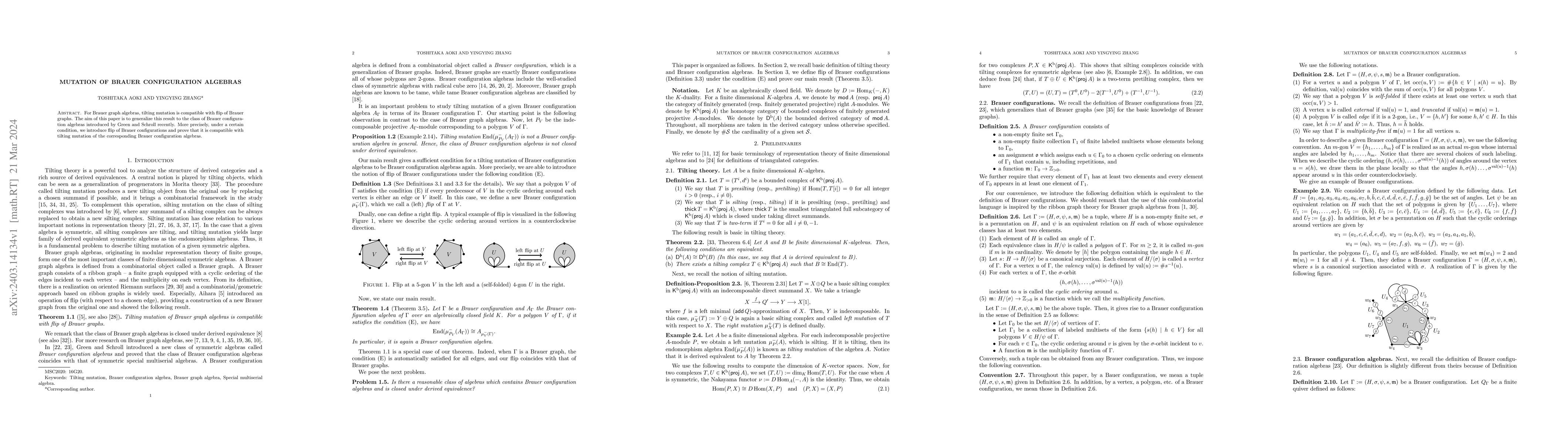 Thumbnail for Mutation of Brauer configuration algebras