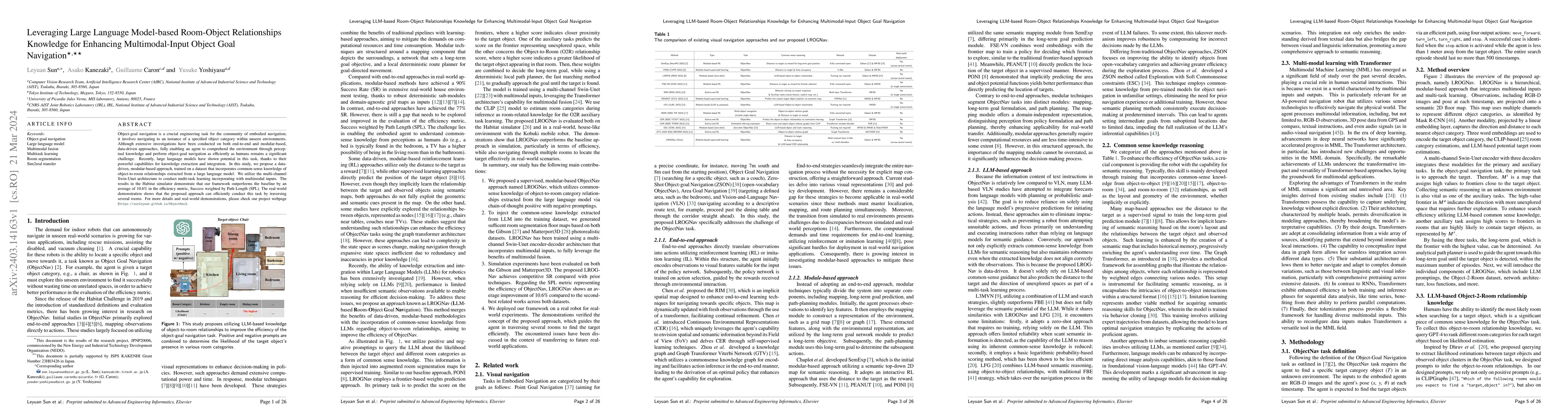 Thumbnail for Leveraging Large Language Model-based Room-Object Relationships
  Knowledge for Enhancing Multimodal-Input Object Goal Navigation