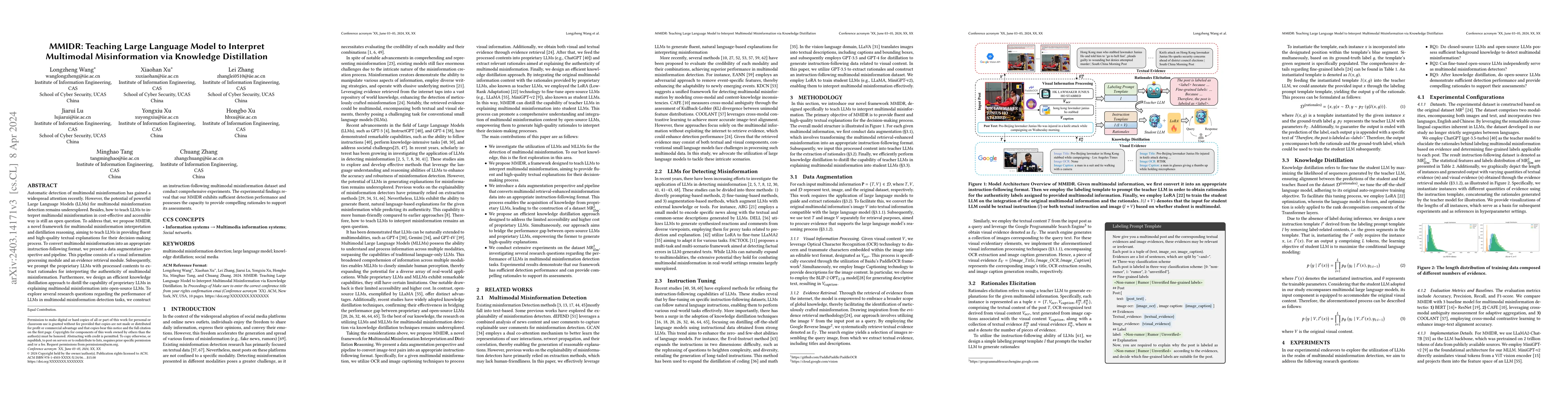Thumbnail for MMIDR: Teaching Large Language Model to Interpret Multimodal
  Misinformation via Knowledge Distillation