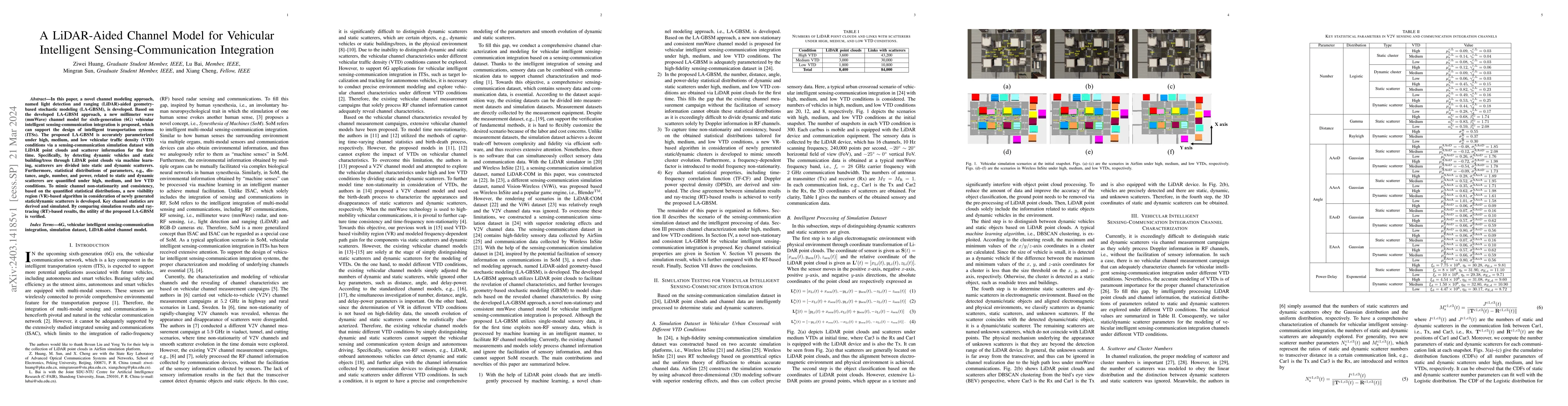 Thumbnail for A LiDAR-Aided Channel Model for Vehicular Intelligent
  Sensing-Communication Integration