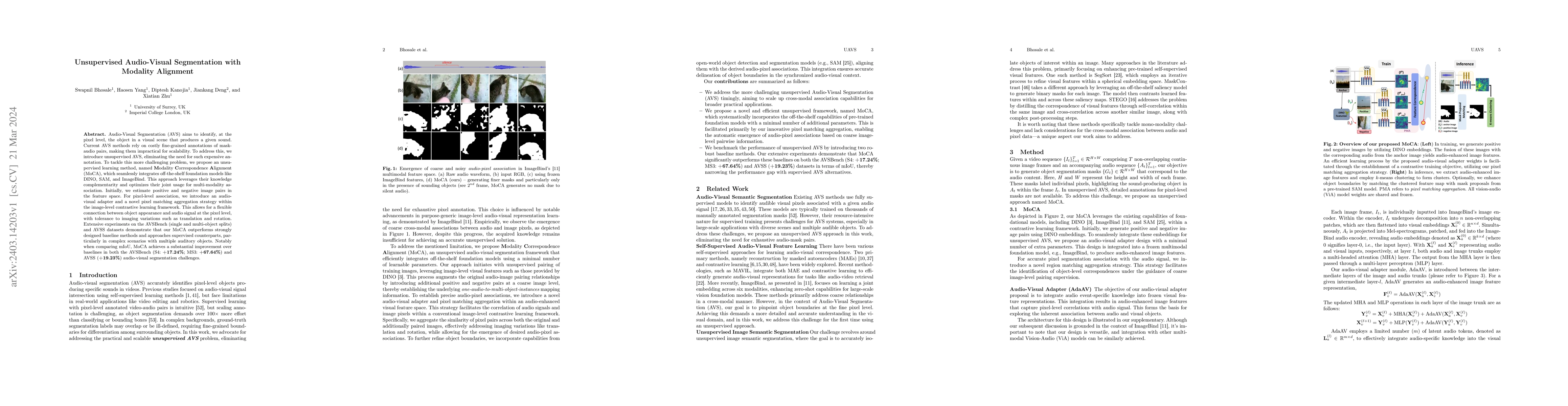 Thumbnail for Unsupervised Audio-Visual Segmentation with Modality Alignment