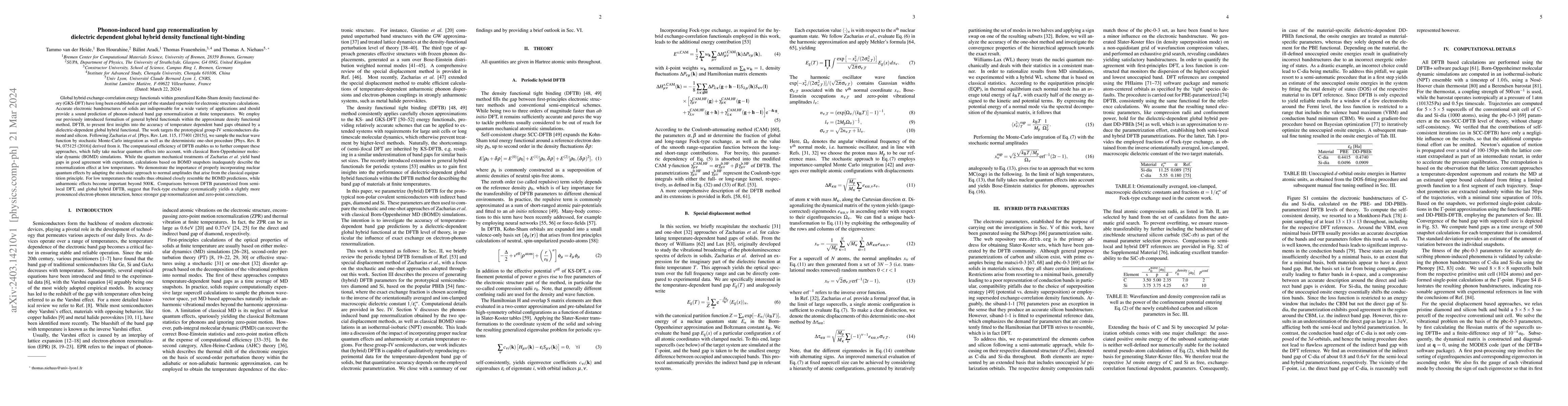 Thumbnail for Phonon-induced band gap renormalization by dielectric dependent global
  hybrid density functional tight-binding