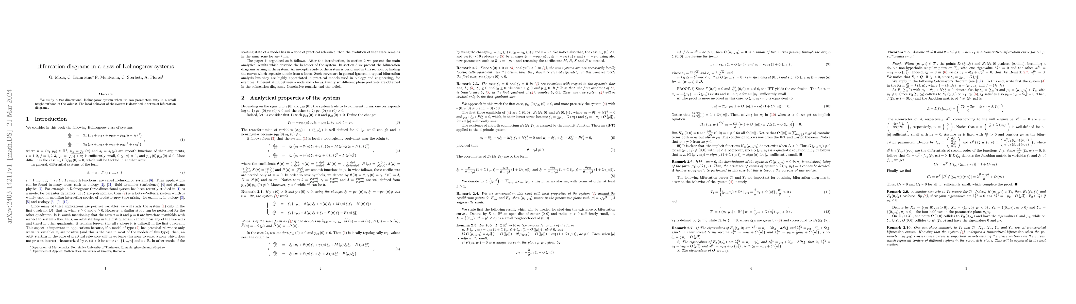 Thumbnail for Bifurcation diagrams in a class of Kolmogorov systems