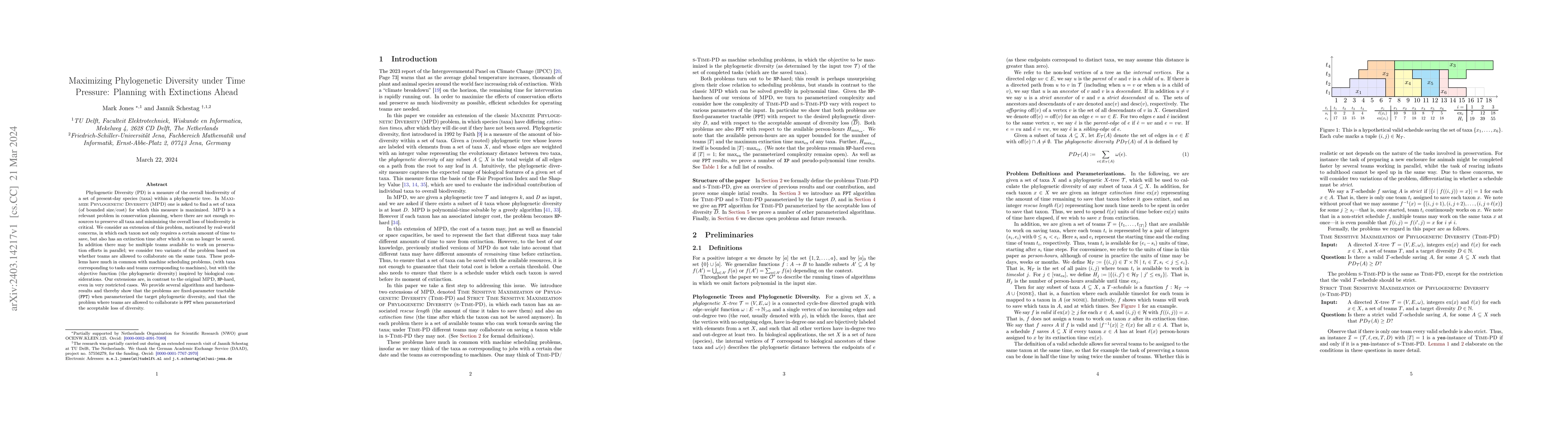 Thumbnail for Maximizing Phylogenetic Diversity under Time Pressure: Planning with
  Extinctions Ahead