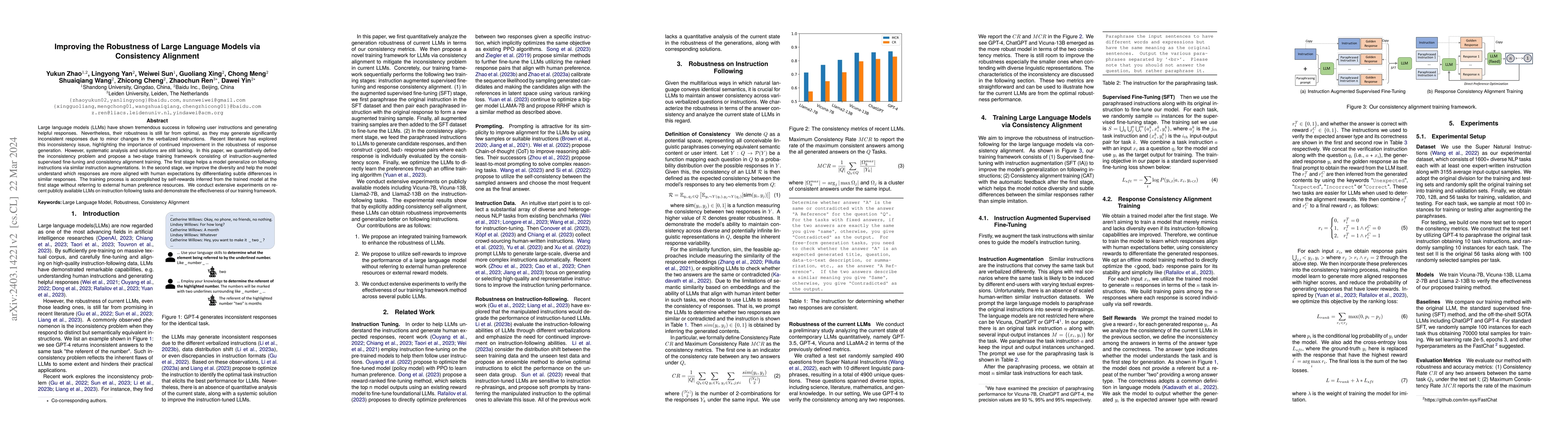 Thumbnail for Improving the Robustness of Large Language Models via Consistency
  Alignment