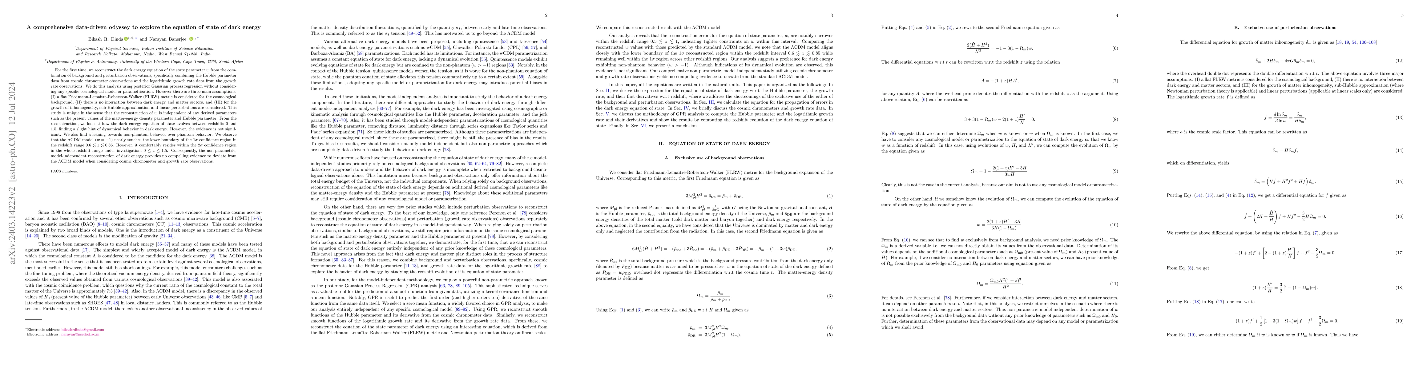 Thumbnail for A comprehensive data-driven odyssey to explore the equation of state of
  dark energy