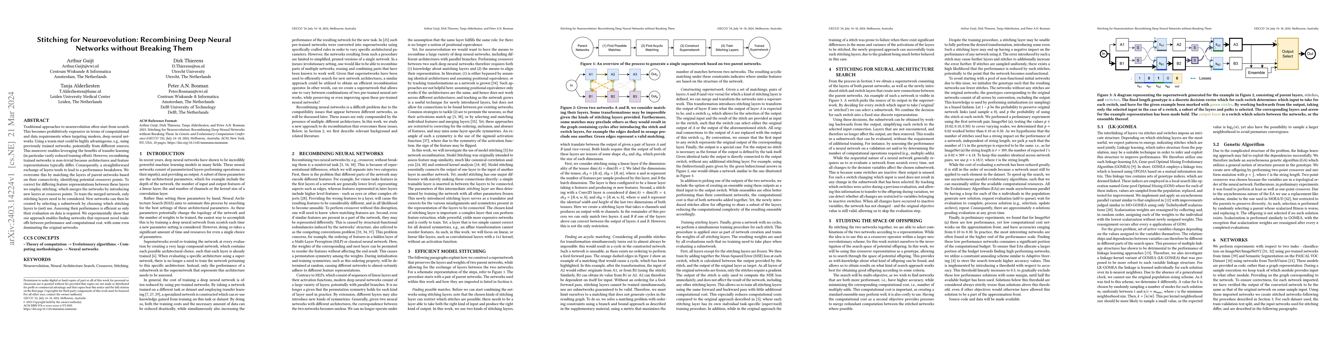 Thumbnail for Stitching for Neuroevolution: Recombining Deep Neural Networks without
  Breaking Them